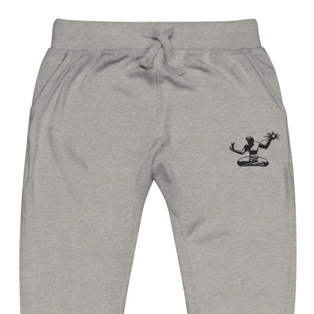 Spirit of Detroit Premium Embroidered Unisex Fleece Sweatpants - Athletic Gray / Black