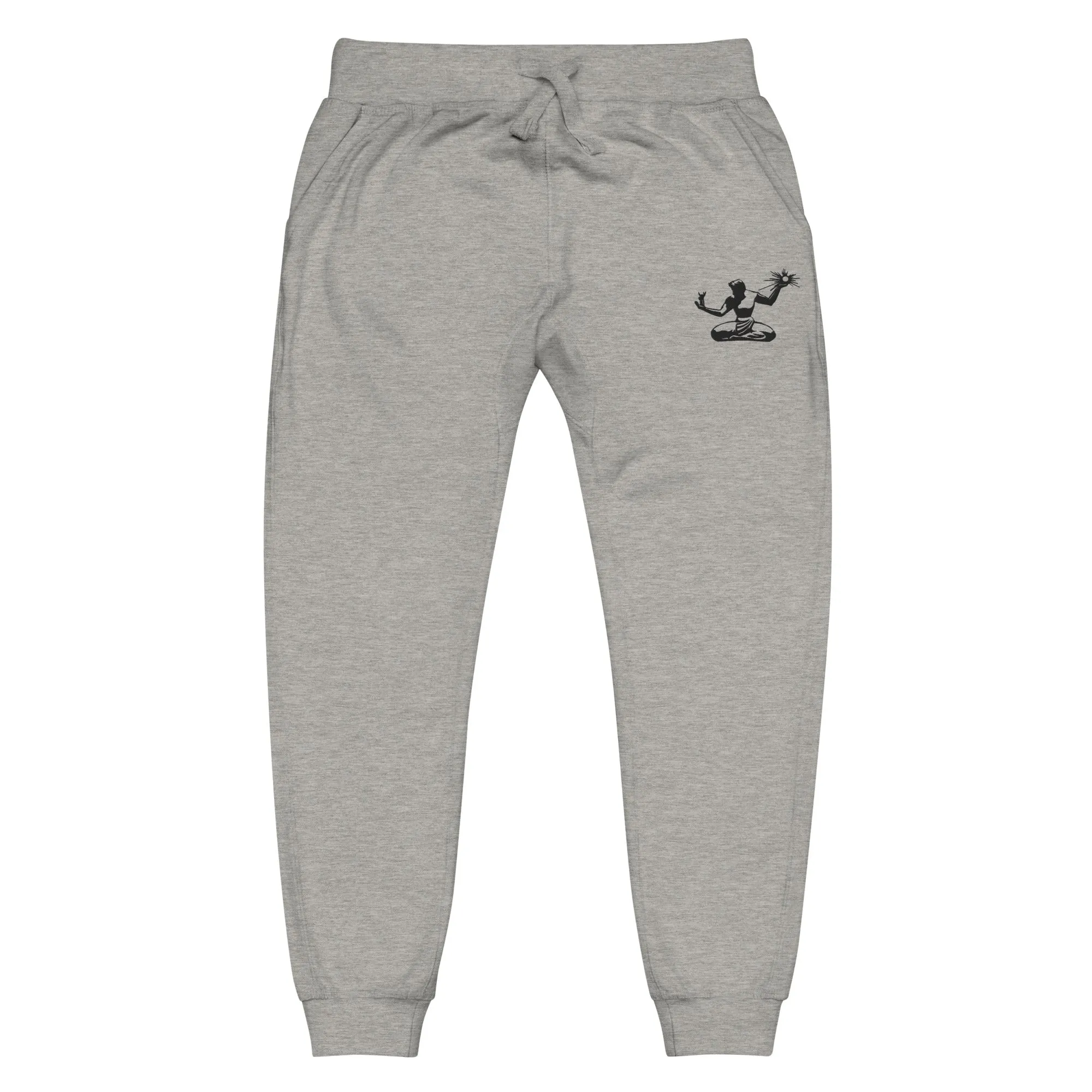 Spirit of Detroit Premium Embroidered Unisex Fleece Sweatpants - Athletic Gray / Black