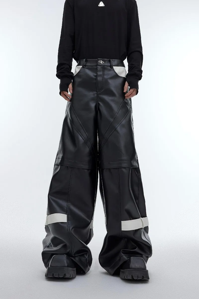 Strap Detail Vegan Leather Pants