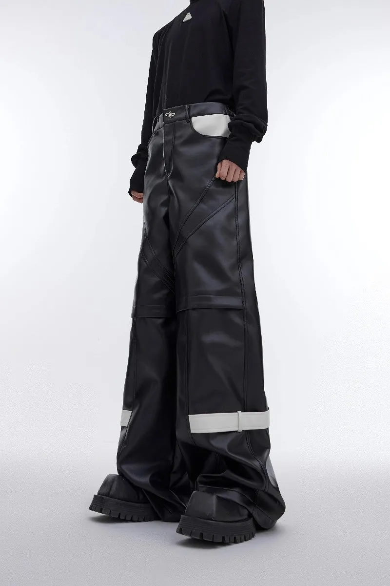 Strap Detail Vegan Leather Pants
