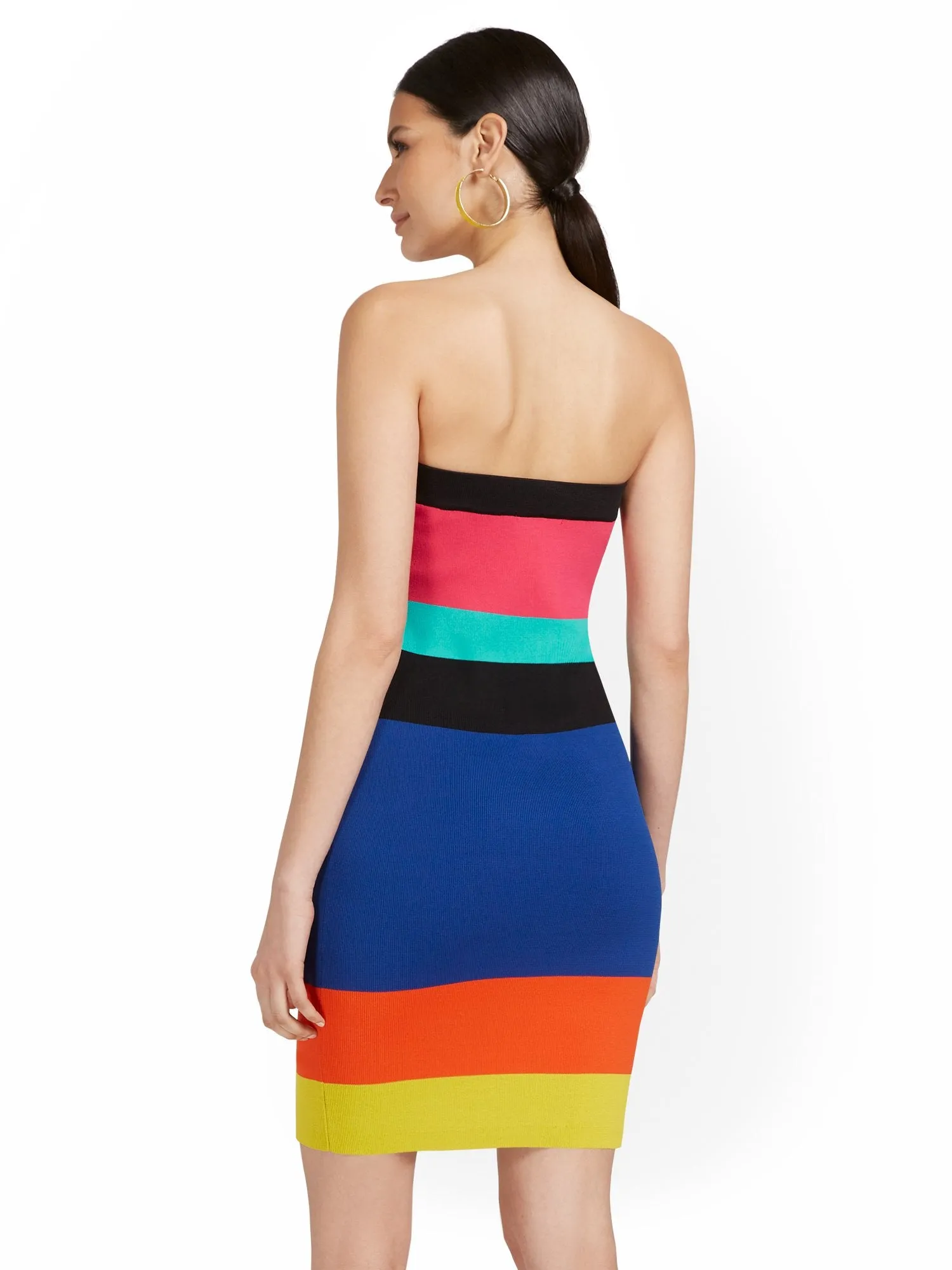 Stripe Strapless Sweater Dress