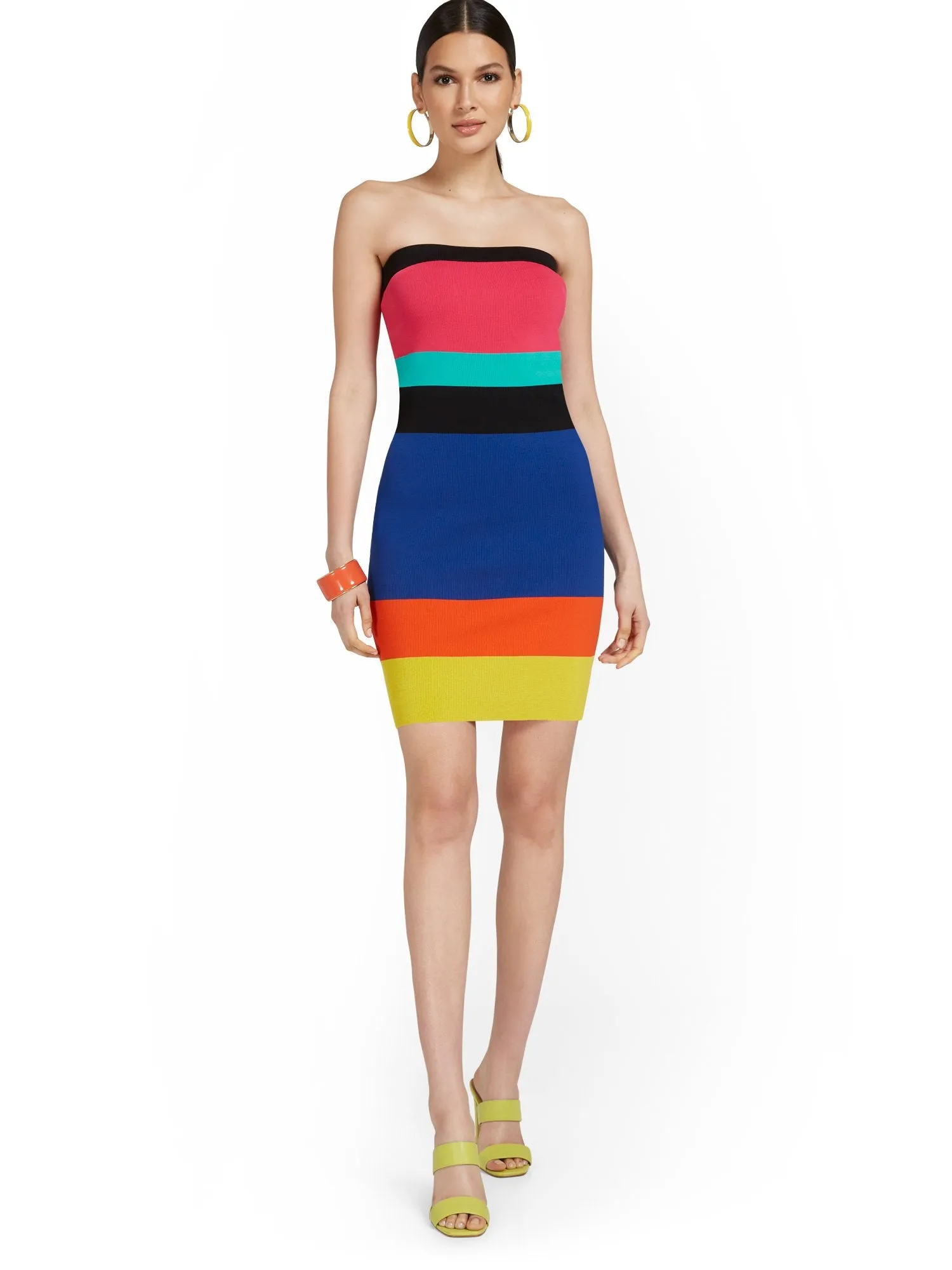 Stripe Strapless Sweater Dress