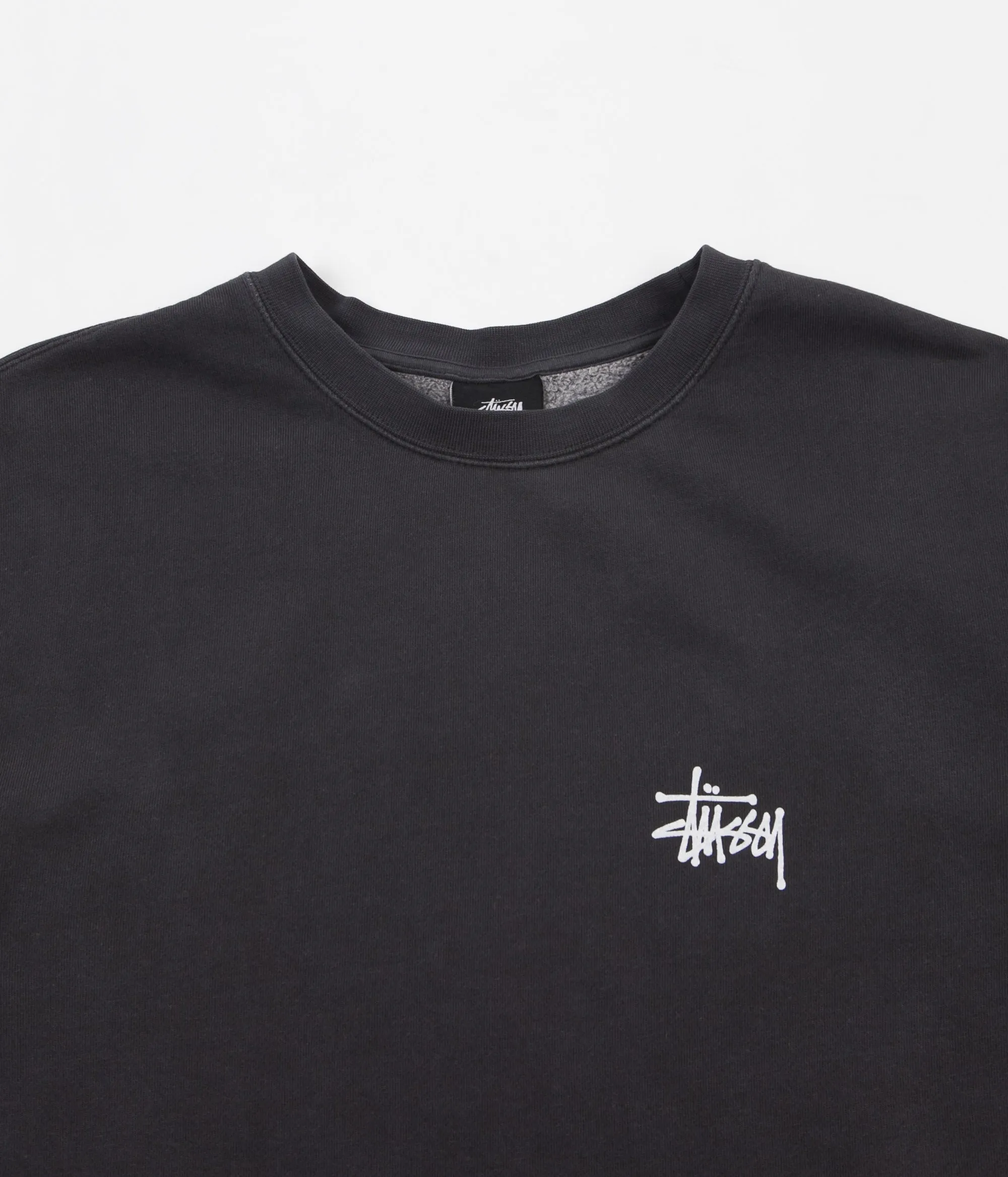 Stussy Basic Stussy Pigment Dyed Crewneck Sweatshirt - Black