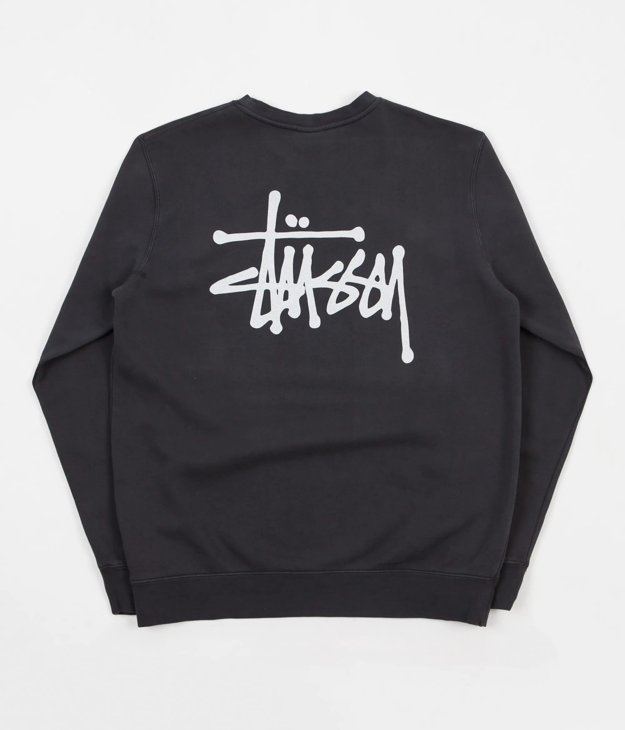 Stussy Basic Stussy Pigment Dyed Crewneck Sweatshirt - Black
