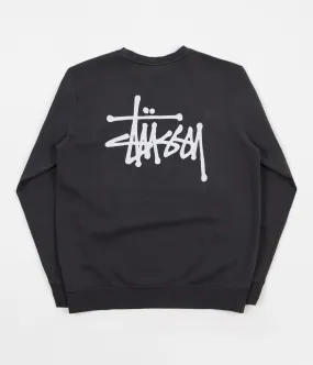 Stussy Basic Stussy Pigment Dyed Crewneck Sweatshirt - Black