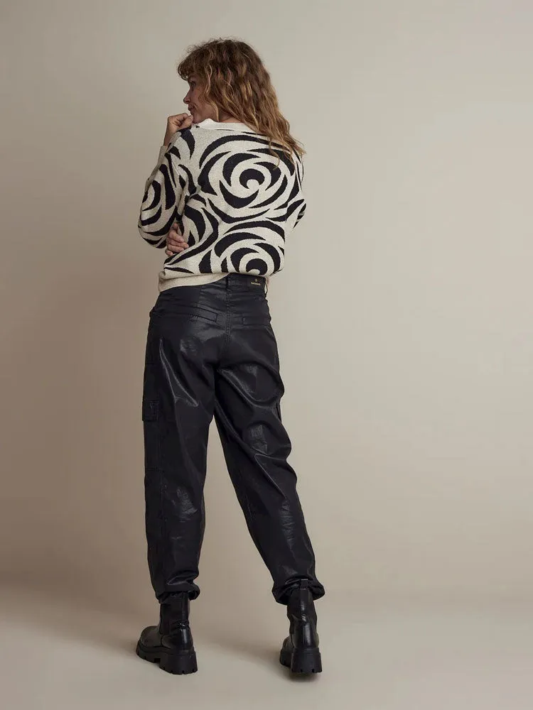 Summum Foil Coated Cargo Trousers Black