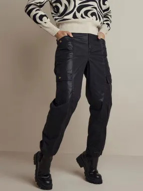 Summum Foil Coated Cargo Trousers Black