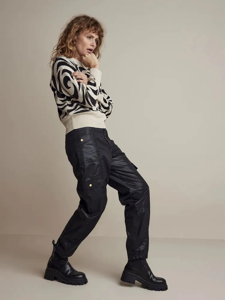 Summum Foil Coated Cargo Trousers Black