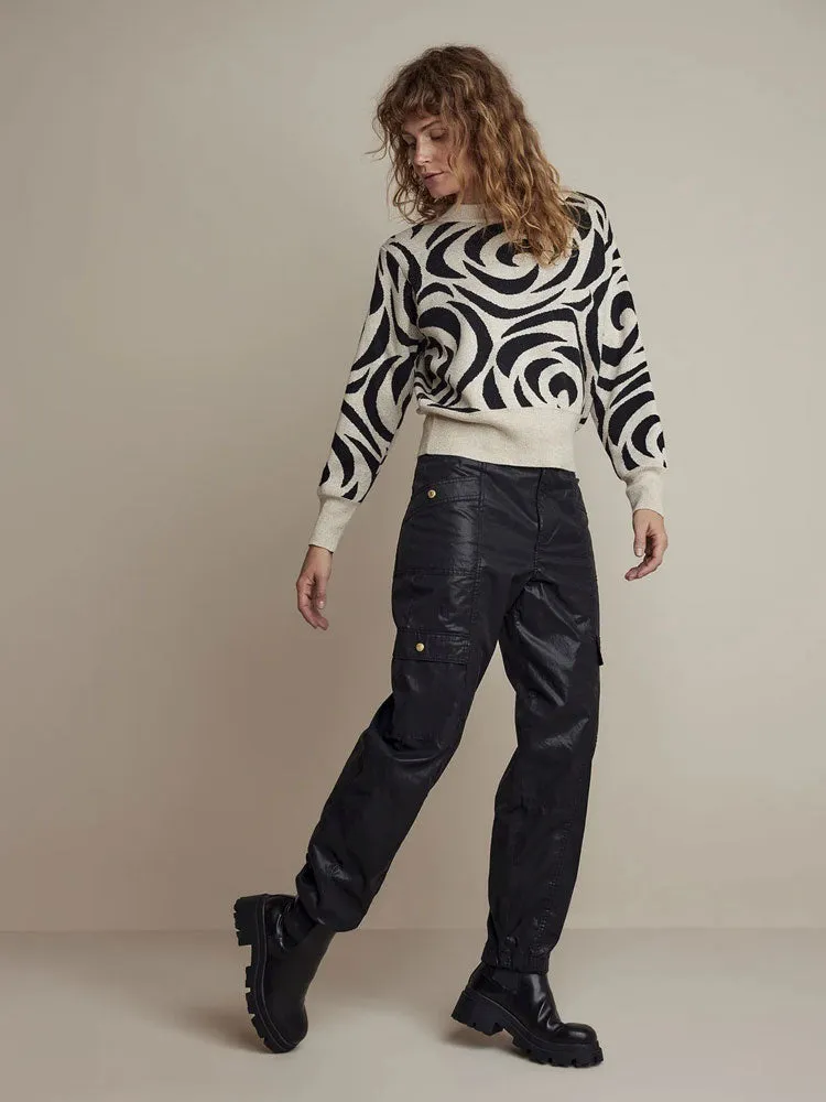 Summum Foil Coated Cargo Trousers Black