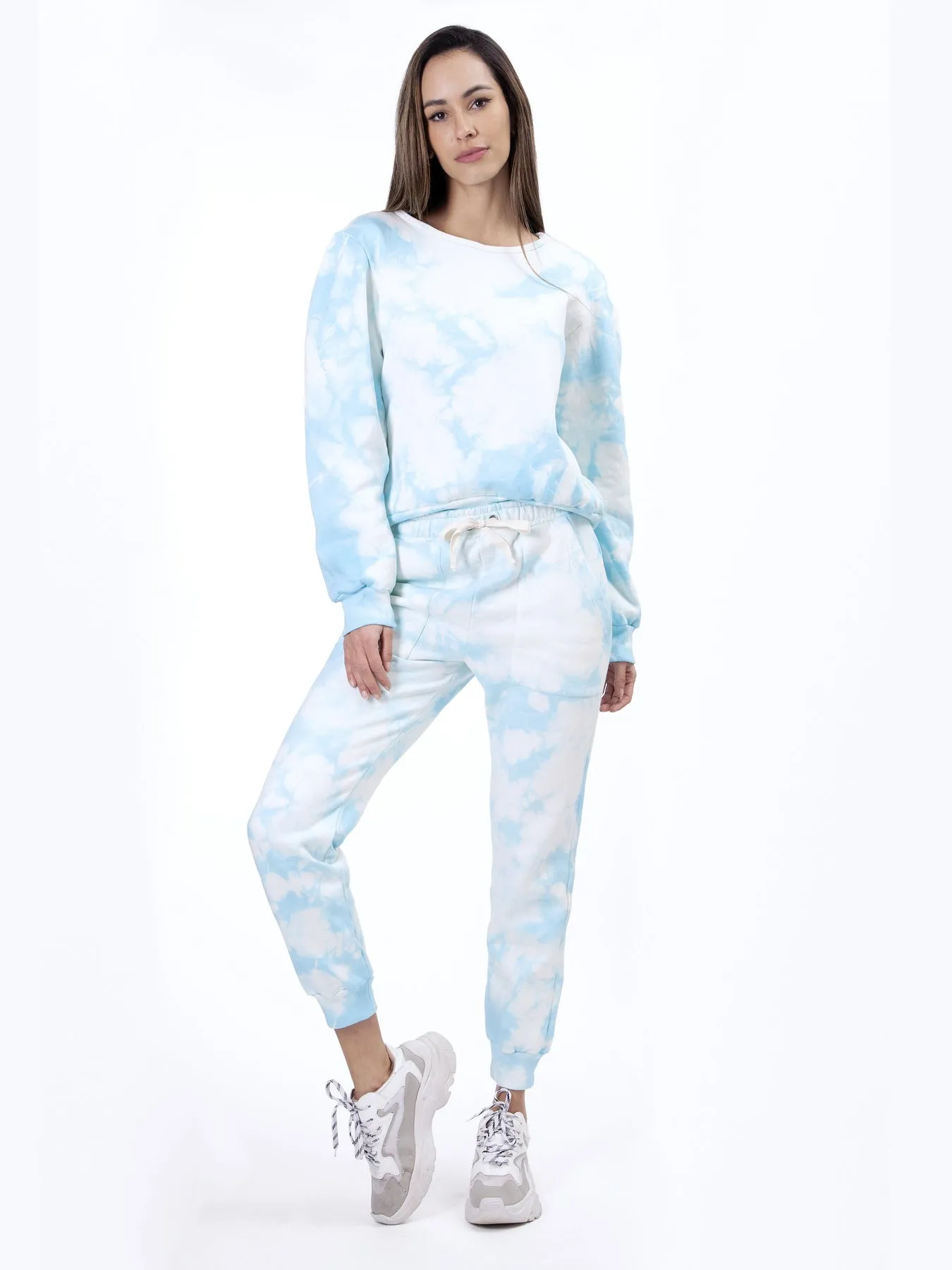 Tie Dye Sweatpants, Sky Blue / White