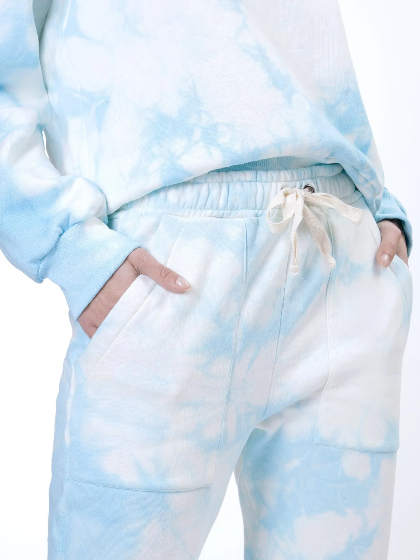 Tie Dye Sweatpants, Sky Blue / White