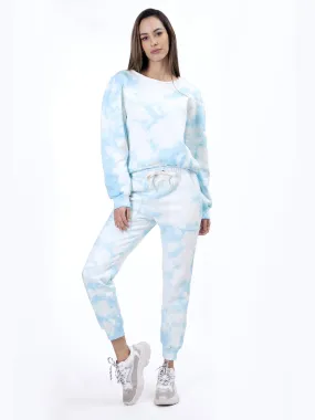 Tie Dye Sweatpants, Sky Blue / White