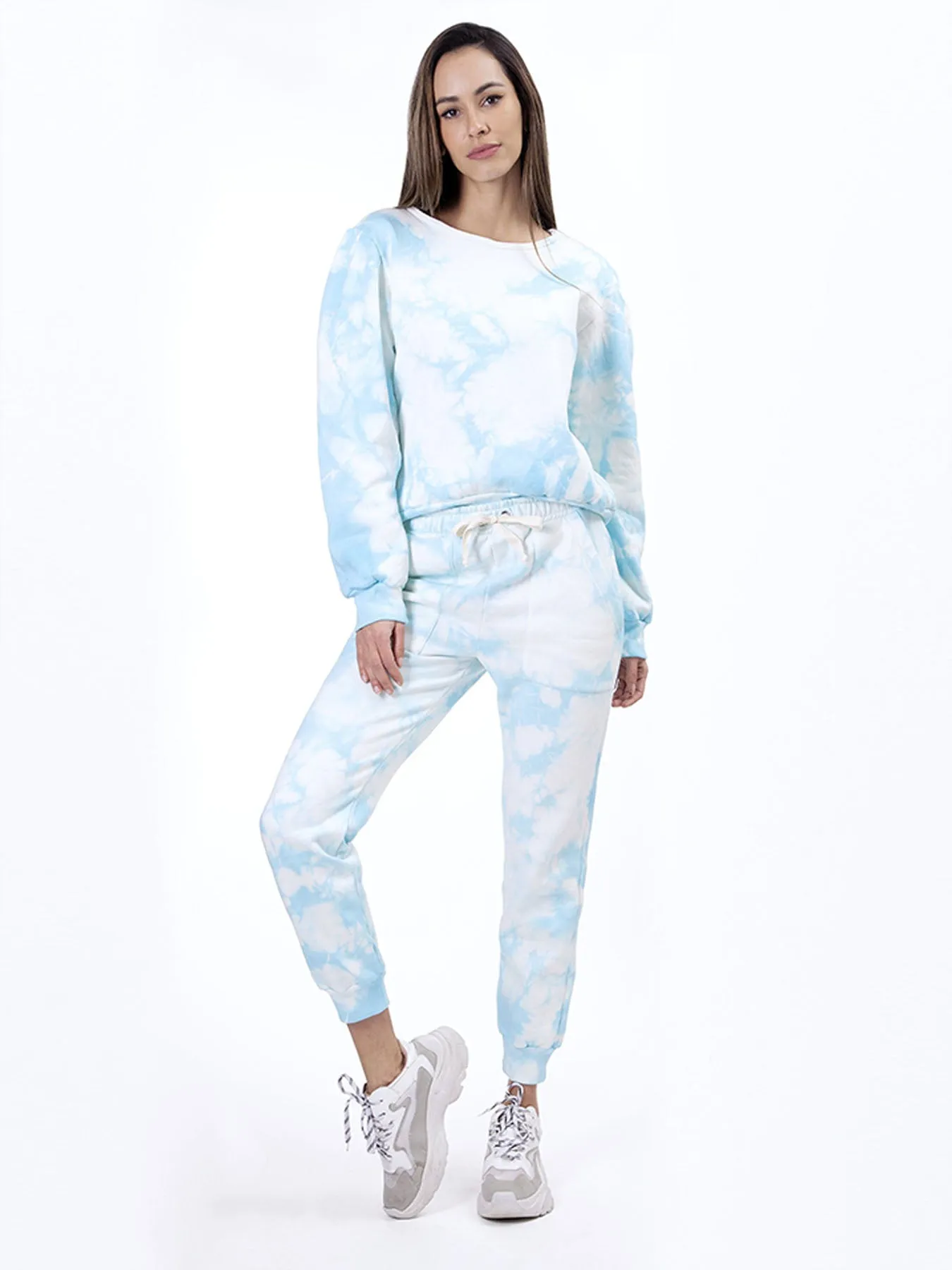 Tie Dye Sweatshirt, Sky Blue / White