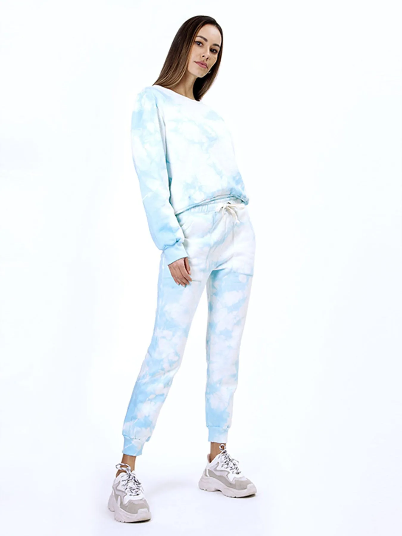 Tie Dye Sweatshirt, Sky Blue / White