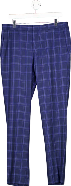 Topman Blue Checked Trousers W34