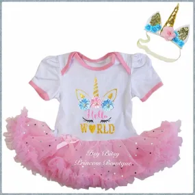 Unicorn Hello World Pettiskirt rompers