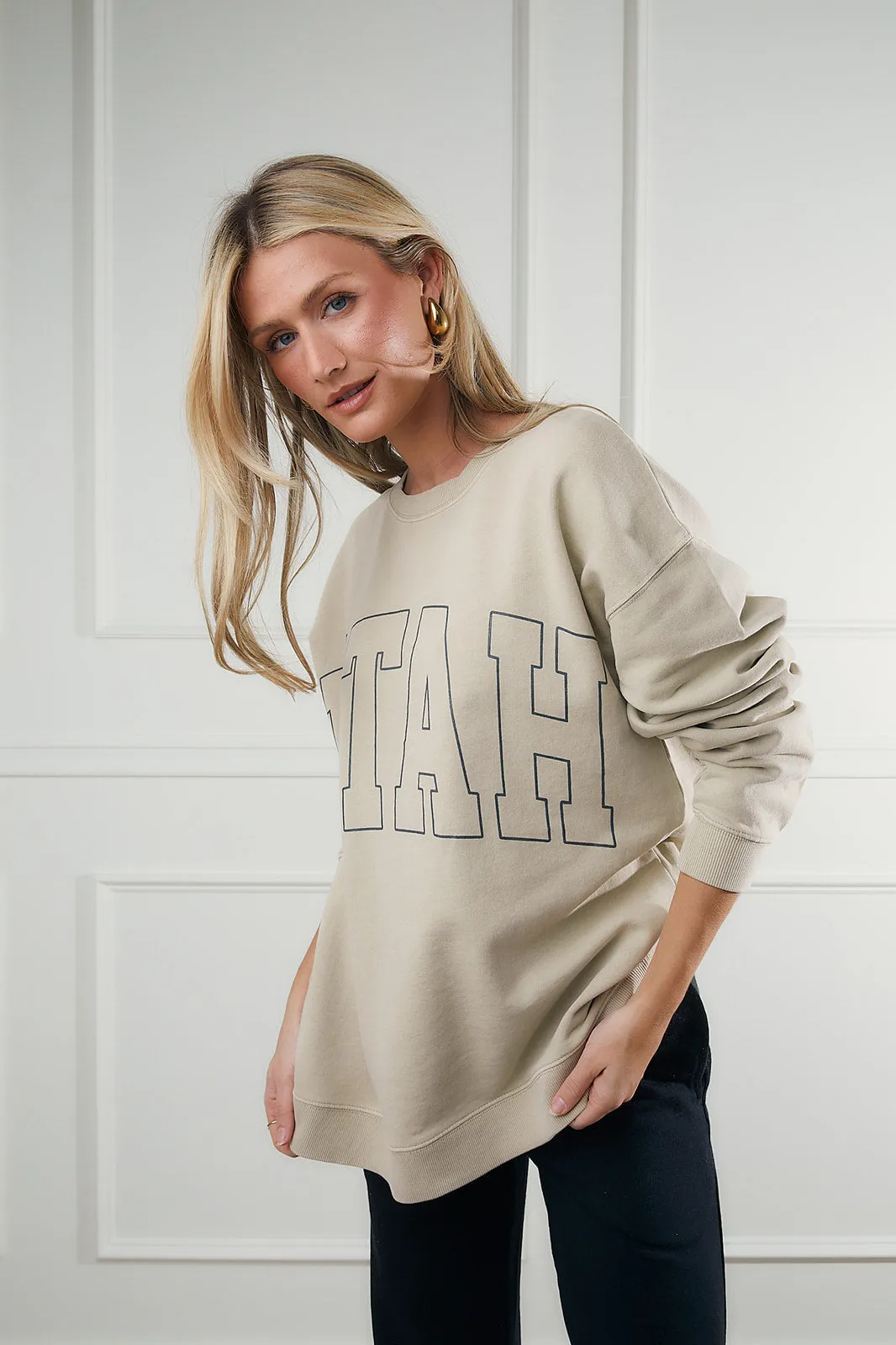 Utah Block Sweatshirt in Taupe-FINAL SALE