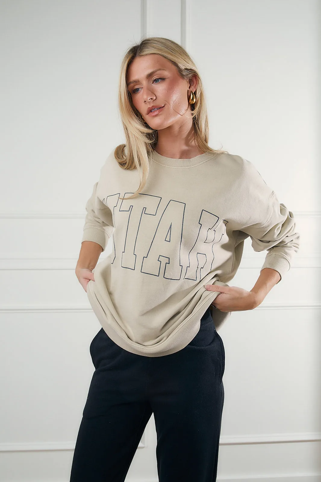 Utah Block Sweatshirt in Taupe-FINAL SALE