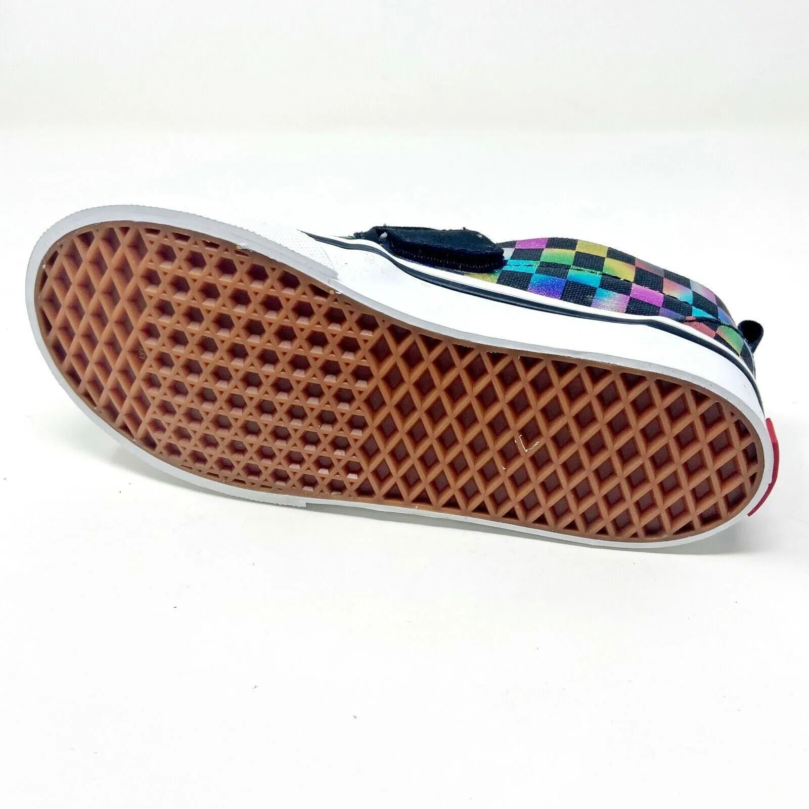 Vans Slip On V (Iridescent Check) Black White Toddler Baby Casual Shoes