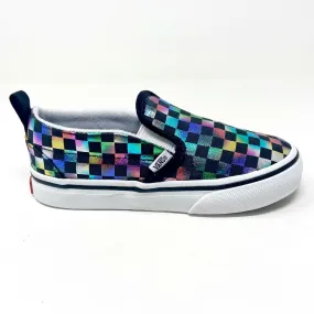 Vans Slip On V (Iridescent Check) Black White Toddler Baby Casual Shoes