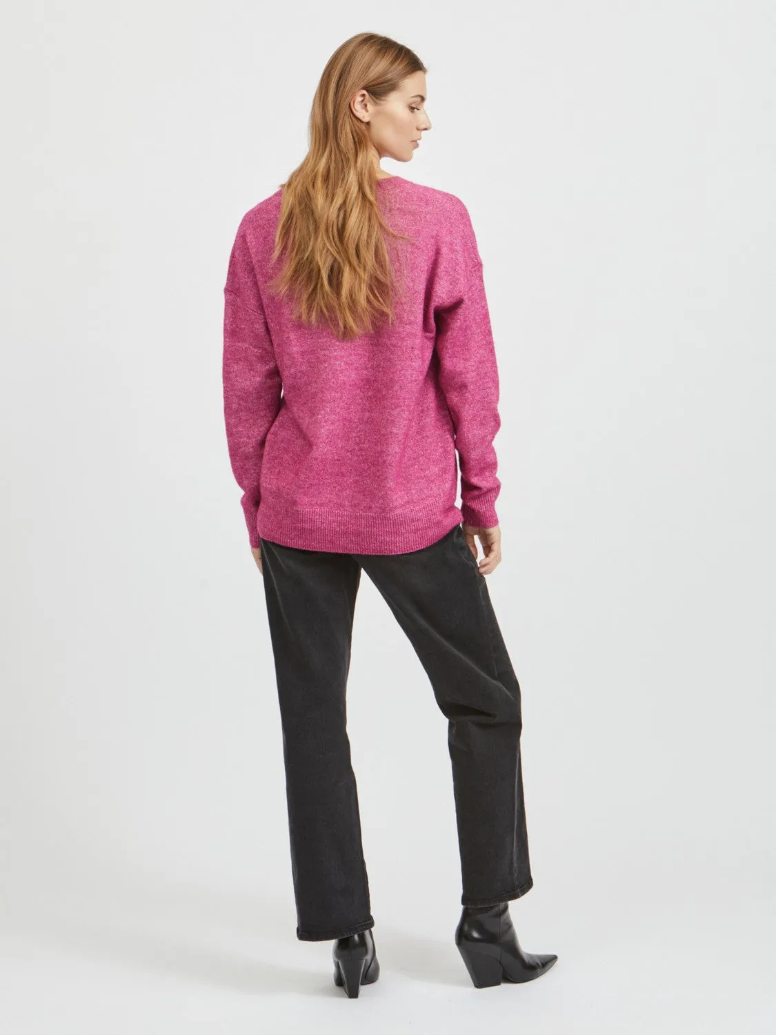 Vielle V-Neck Jumper (Pink)