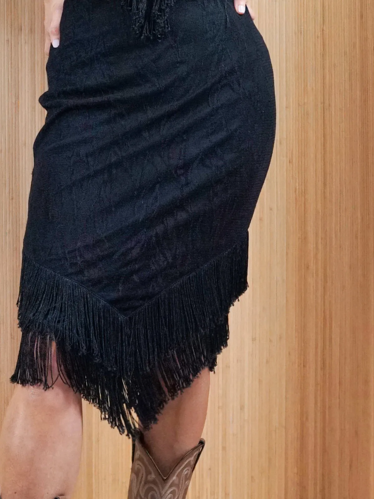 Vintage 80's Black Lace Fringe Dress
