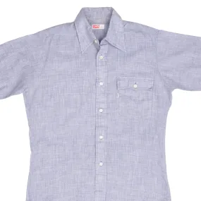 VINTAGE LEVIS SHORT SLEEVE CHAMBRAY POCKET BLUE SHIRT 1970S SIZE MEDIUM