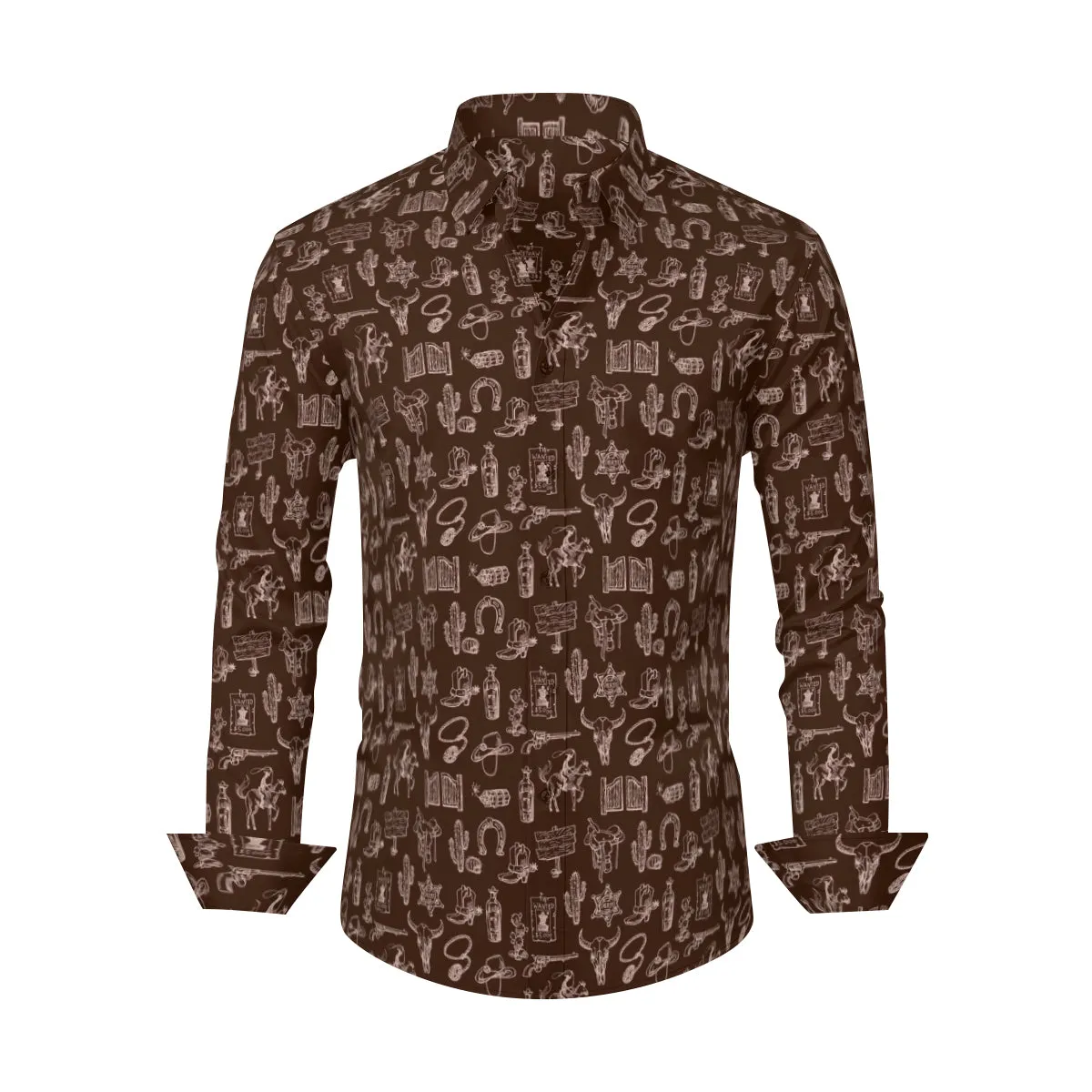 Western Shirt, Brown Cowboy Shirt, Western Shirt Men, Western Shirt For men, Rodeo Shirt Men, Brown cowboy shirt