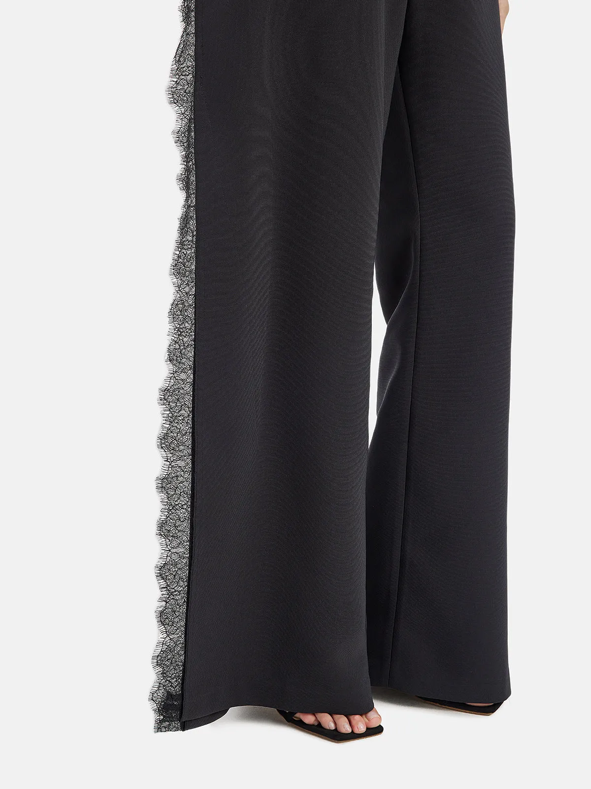 White Versatile Lace Trim Trousers