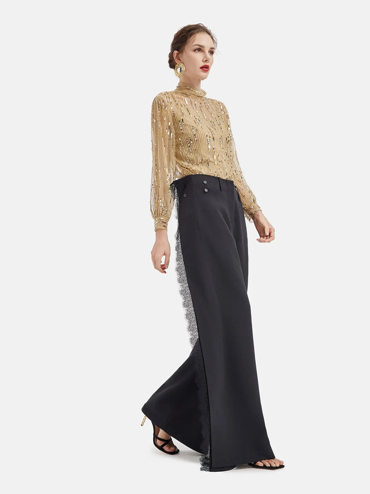 White Versatile Lace Trim Trousers