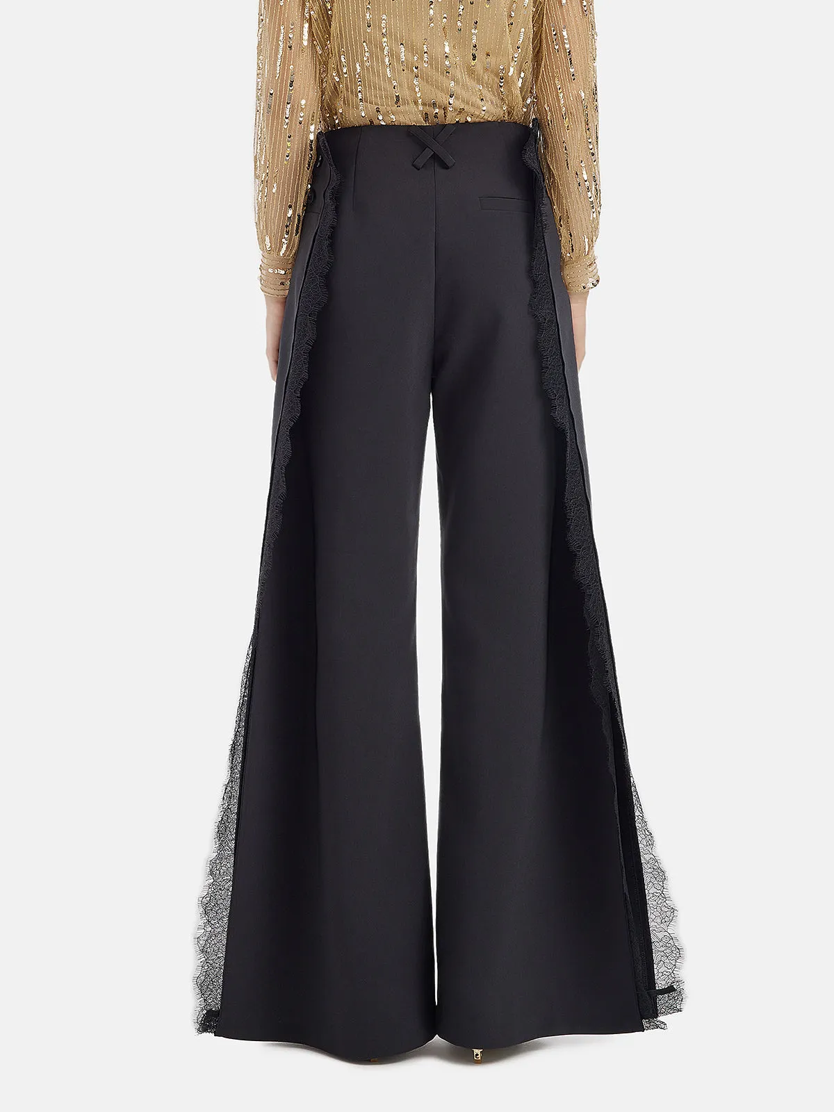 White Versatile Lace Trim Trousers