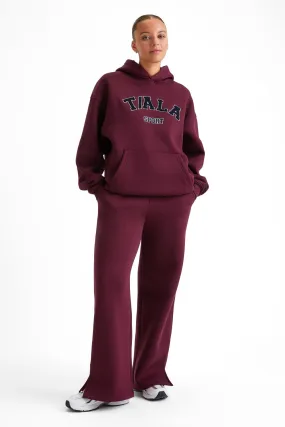 WIDE LEG CLUB LOGO JOGGER - BURGUNDY