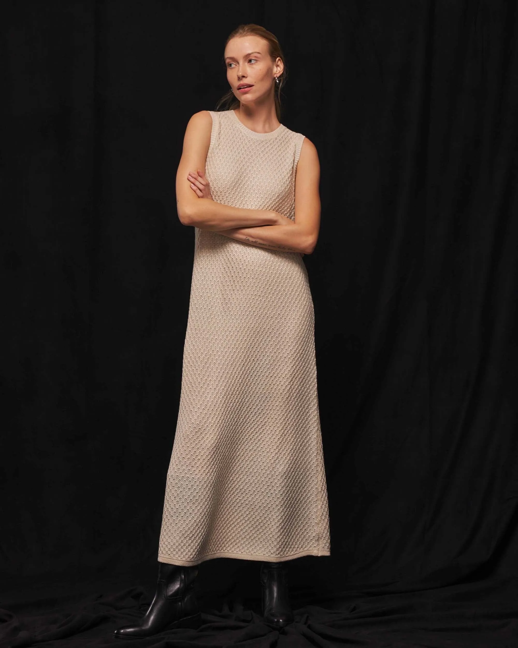 Women's Crochet Knit Column Dress
