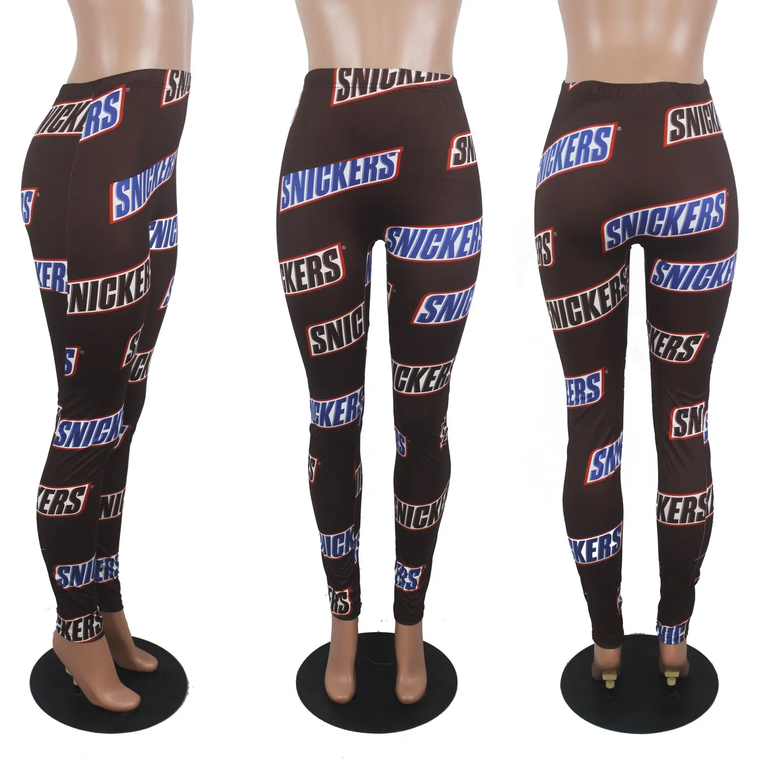 Women's sexy high waist leggings plus size trousers Snickers KitKat printed sweatpants American clothing sports fitness pants L S3651004
