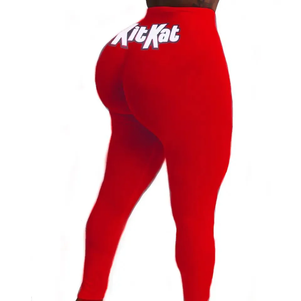 Women's sexy high waist leggings plus size trousers Snickers KitKat printed sweatpants American clothing sports fitness pants L S3651004