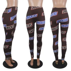 Women's sexy high waist leggings plus size trousers Snickers KitKat printed sweatpants American clothing sports fitness pants L S3651004
