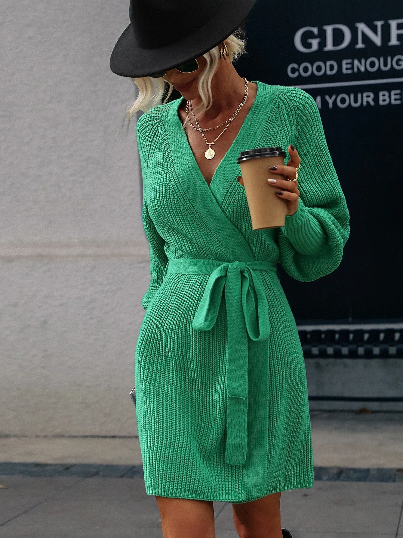 Wrap Sweater Dress
