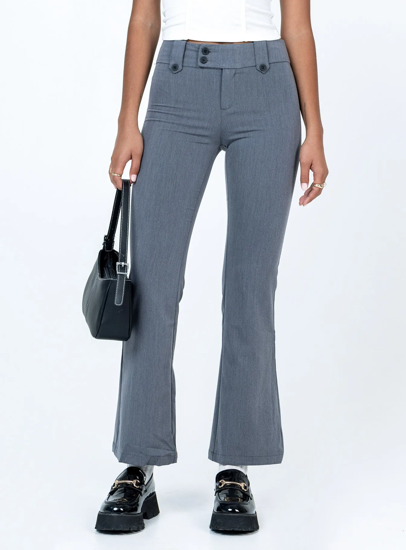 Yianna Low Waist Flare Pants Grey